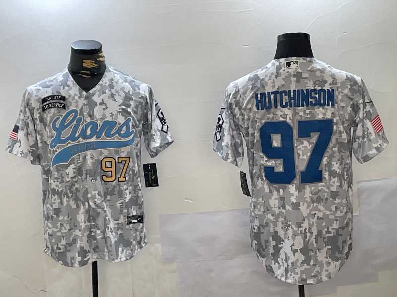 Mens Detroit Lions #97 Aidan Hutchinson 2024 Arctic Camo Salute To Service Stitched Baseball Jerseys